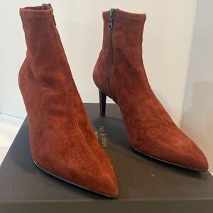 Rag & Bone Beha Stretch Boot Pointy Stiletto Ankle Boot Mahogany Suede 10/40 NIB